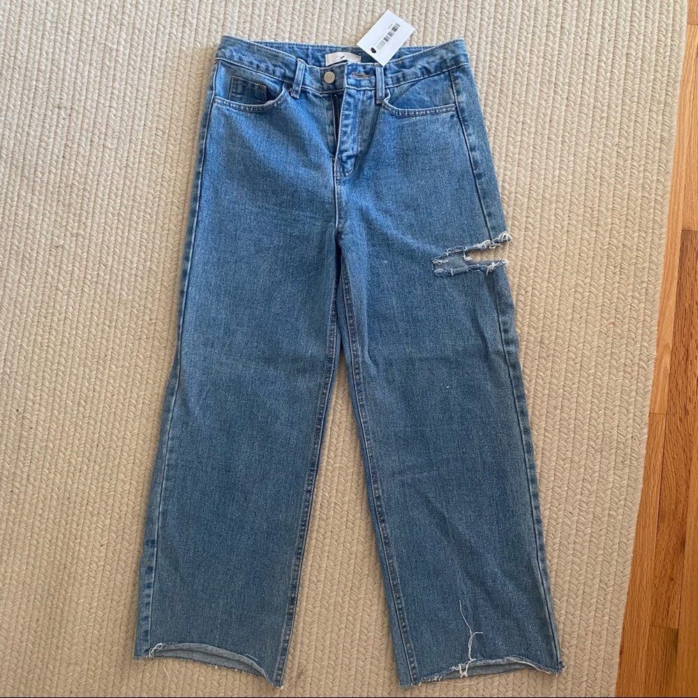NWT OAK + FORT blue jeans with side slit - small